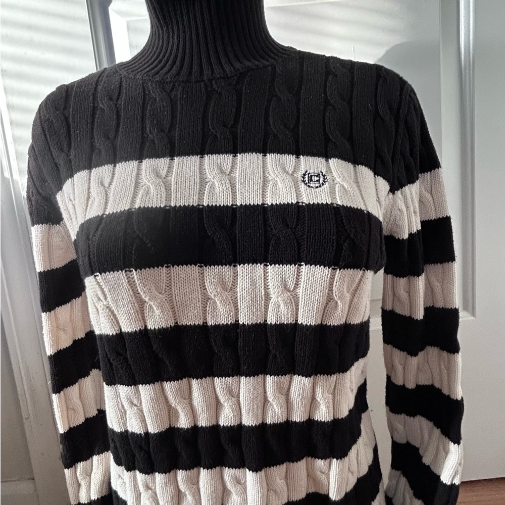 Chaps Black and White Knit Sweater size M